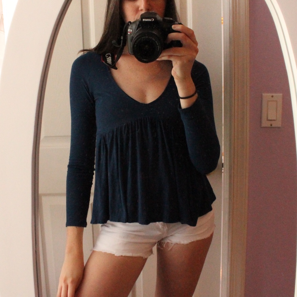 Navy Blue Peplum Top